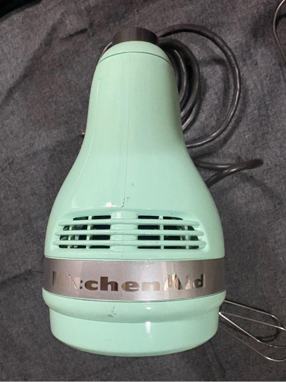 KitchenAid Mint Green Electric Hand Mixer with Silver Trim